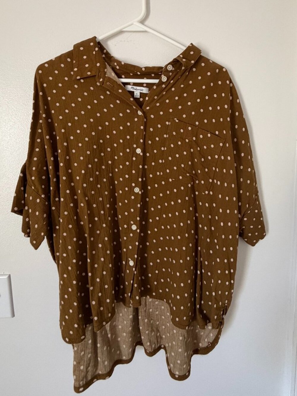 Madewell Mustard Polka Dot Blouse - Size XL